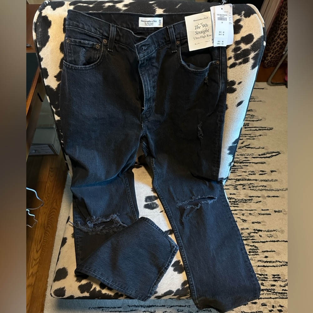 Abercrombie & Fitch The '90s Straight Ultra High Rise Jeans - Charcoal Gray - Picture 2 of 2